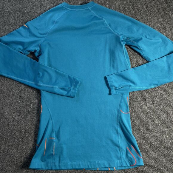 Nike Pro Combat Top Women’s Small Blue Dri-Fit Therma Fitted Thumb Holes Swoosh - Picture 8 of 13